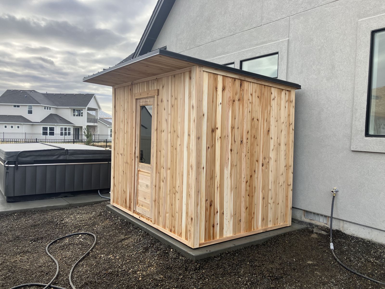 Cedar sauna installation